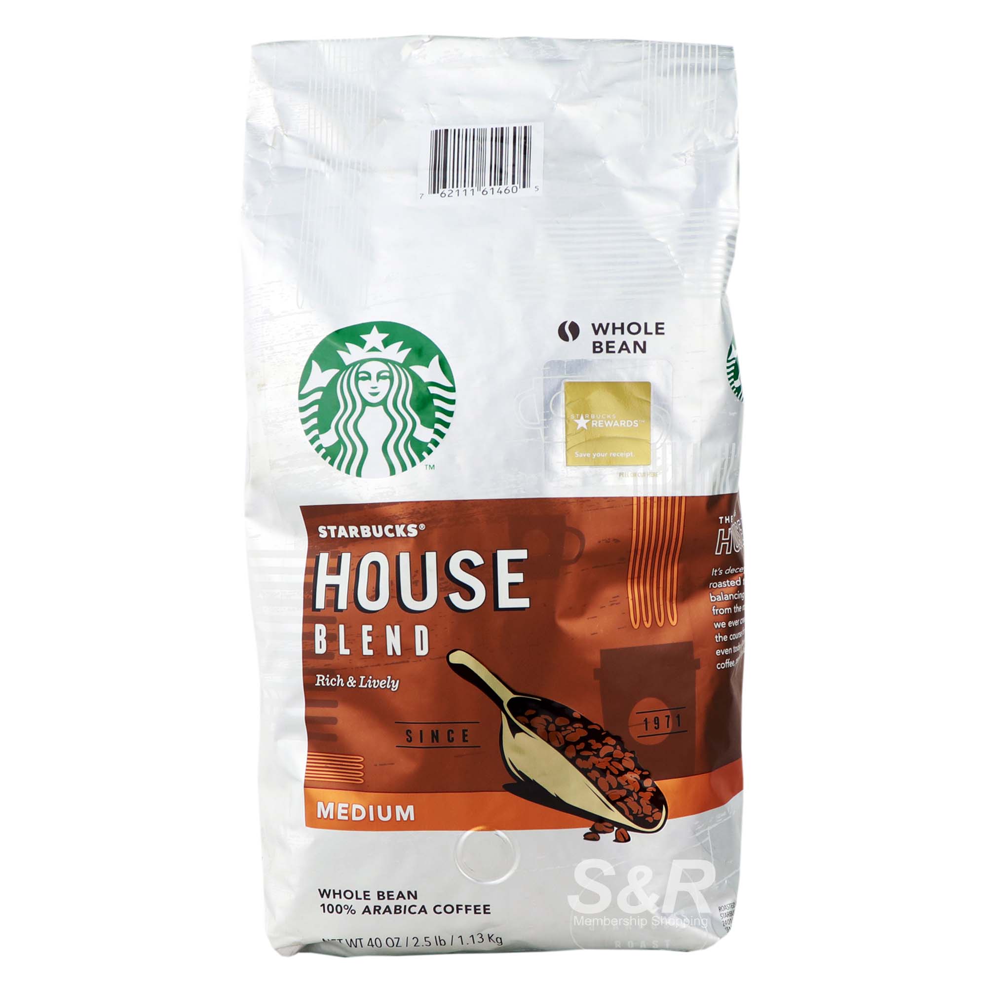 Starbucks House Blend Medium Whole Bean Coffee 1.13kg